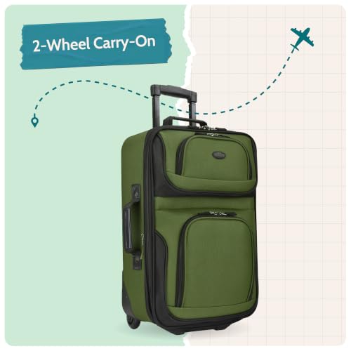 U.S. Traveler Rio Lightweight Softside Rolling Carry-on Suitcase, 2-Wheel Single, Red - color: Red, size: 21"