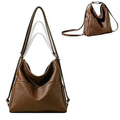 Convertible Backpack Purse for Women with Compartments and Pockets - color: Coffee