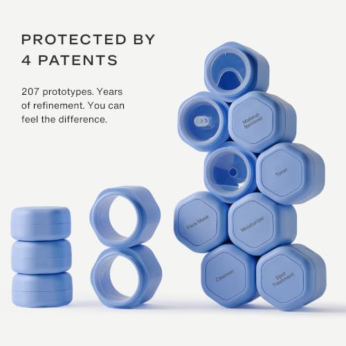 Cadence Travel Containers, 3 Medium (1.32oz), Pacific - TSA Approved, Leak Proof - Body Care Capsule Set - Magnetic Containers, Carry On Travel Essentials - Body Wash, Lotion & Sun Icon Labels - color: Pacific, size: Bodycare (Set of 3)