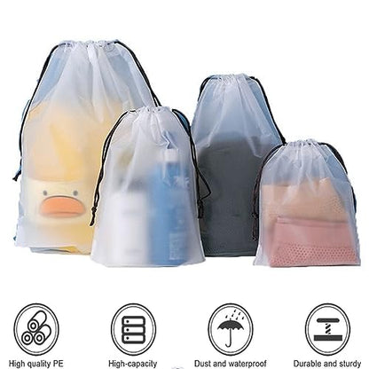 Translucent Travel Drawstring Bags Reusable Large Shoes Bags Organizers Storage Pouch Waterproof Durable Dust Bags with Rope 15.7 x 11.8 inches (50 Pack)