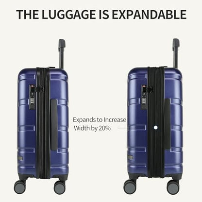 VANKEAN 20" Expandable Hardshell Spinner Carry-On with TSA Lock Approved - color: Navy