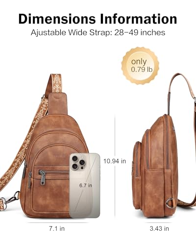 FADEON Sling Bag for Women, Designer Small Crossbody Bags, Adjustable Strap - color: 1 Brown Retro Style