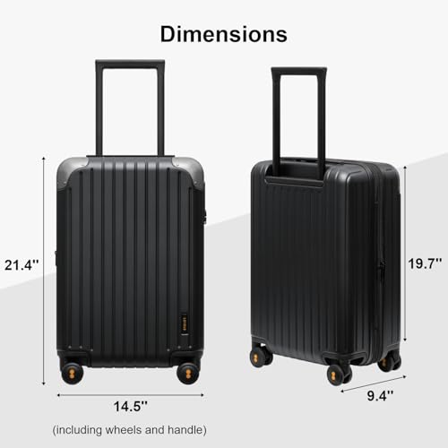 LEVEL8 Carry on Luggage Airline Approved, Hardshell Suitcases with Spinner Wheels, PC Expandable Luggage, 20 Inch, Black - color: Black, size: 20 Inch - Expandable