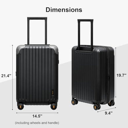 LEVEL8 Carry on Luggage Airline Approved, Hardshell Suitcases with Spinner Wheels, PC Expandable Luggage, 20 Inch, Black - color: Black, size: 20 Inch - Expandable