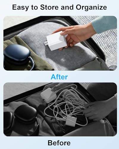 35w Retractable iPhone Wall Charger USB C, 3-in-1 Fast Charging Bloc | Built-In Retractable Cable, Usb-C & Usb-A Multi Ports, Foldable Plug Travel Ac Power Adapter For Apple 17e 17 Pro 16e 16 15 - color: Retractable Wall Charger-White