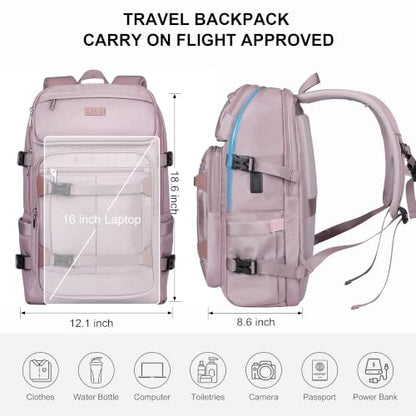 PIJUSHI Travel Backpack 35L Carry On Backpack Flight Approved - color: Updated Ashen Purple
