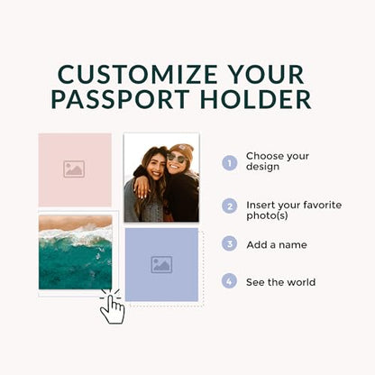 Personalized Passport Holder - Custom Vegan Leather RFID Passport Cover - color: Eat Well Travel Often