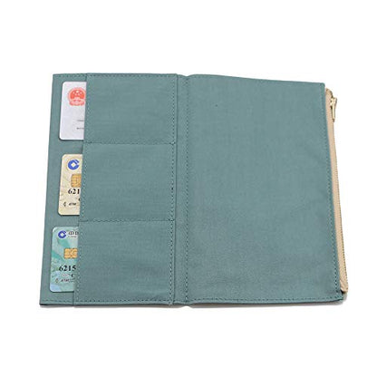 Canvas Zipper Pocket for Travelers Notebook with 2 Elastic Bands,1 Wallet Insert Pouch Refill for TN Accessories Passprot Size Card Holder Storage Bag File Folder Stationery - style: Blue Passport Size