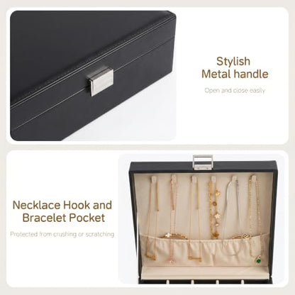 Frebeauty 50 Grid Earring Holder Organizer,2 Layer Jewelry Box for Women - color: Black