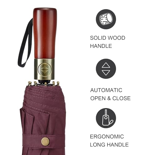 G4Free 54 Inch Large Windproof Golf Umbrella Compact Umbrellas for Rain - color: Burgendy