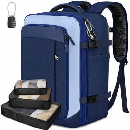 Vancropak 40L Carry on Backpack, Flight Approved Expandable Bag for Travel - color: Blue