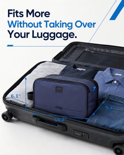 ZEEMO Travel Toiletry Bag for Men, Full Open Dopp Kit with Dual Compartment - color: Blue, size: Medium