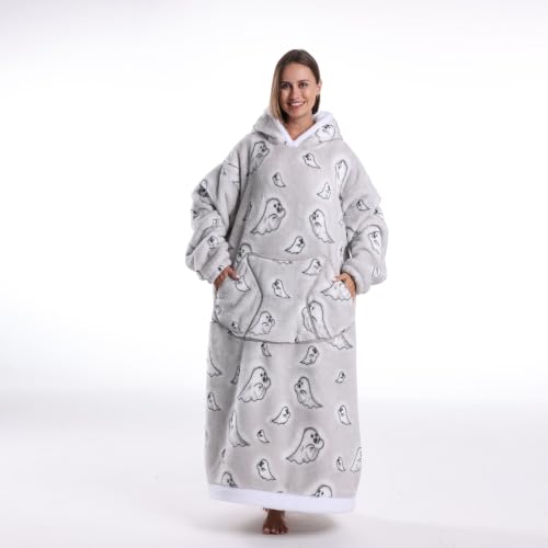 Moinlizy Oversized Wearable Blanket Hoodie for Women Men - color: Gray Ghost