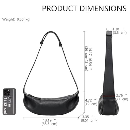 KouLi Buir Sling Bag for Women Casual Hobo Bag Adjustable Wide Strap Crossbody Chest Bag Lightweight Shoulder Purse - color: Black