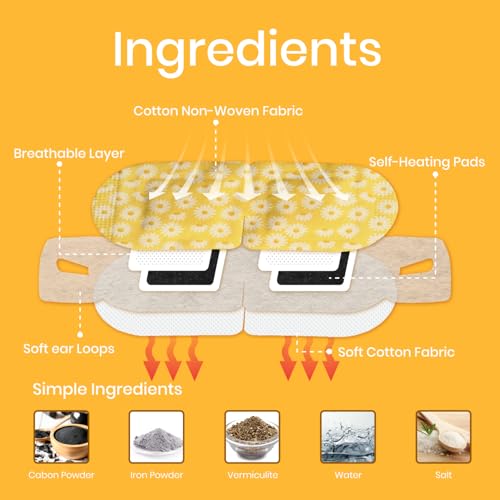 LANNA Heated Steam Eye Mask, Disposable 120 Minutes Chamomile Scent 10 Pcs - color: Chamomile Scent, size: 10 Eye Masks