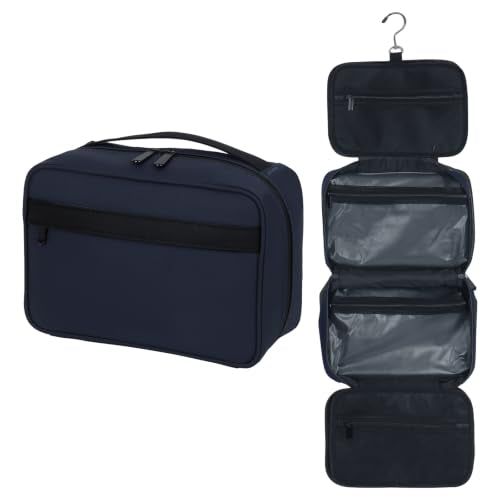 Toiletry Bag Men Women Hanging Foldable Cosmetic Organizer,Blue - color: Blue