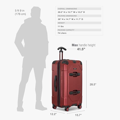 Traveler's Choice Maxporter II Polycarbonate Hardside Trunk with Spinner Wheels, Red, 28-Inch Medium Trunk - color: Red, size: 28-inch Medium Trunk