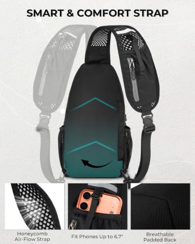 Packable Crossbody Sling Bag for Men Women RFID Lightweight Travel Daypack - color: Black