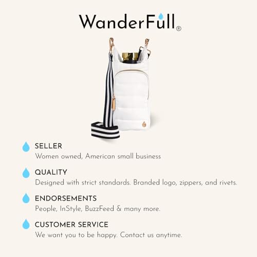 WanderFull Original HydroBag Crossbody Water Bottle Holder with Phone Pocket, Fits Water Bottles up to 32 oz - color: Blush Matte - Striped Strap