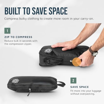 TRIPPED Travel Gear Compression Packing Cubes for Carry-On Travel 6-Pack - color: Black, size: 6 Piece