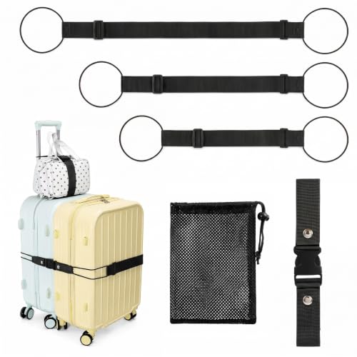 Heavy Duty Luggage Strap(4 Pack), Adjustable Luggage Straps for Travel Luggage Bag Closure, Easy Identification Travel Accessories, Black - color: Black