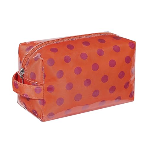 PVC Striped Clear Coated Waterproof Makeup Bag(05Orange) - color: 05Orange