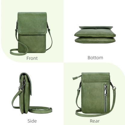 Iswee Rfid Blocking Small Crossbody Bag for Women Travel Classic Style - color: Grass Green‌