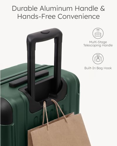 Coolife Luggage Set, Light and Durable Hardshell, 3-Piece, Dark Green - color: Dark Green2.0, size: 3-Piece Set (20/24/28)
