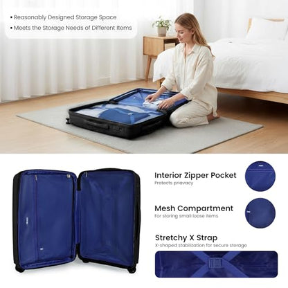 25" Checked Luggage Hardside Suitcase Expandable 20% - color: Black, size: Checked-Medium 25-Inch