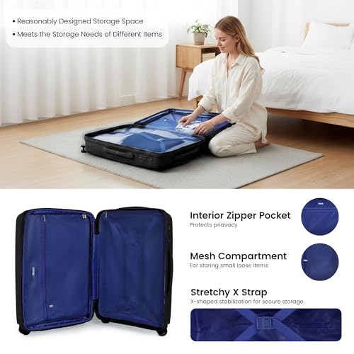 25" Checked Luggage Hardside Suitcase Expandable 20% - color: Black, size: Checked-Medium 25-Inch