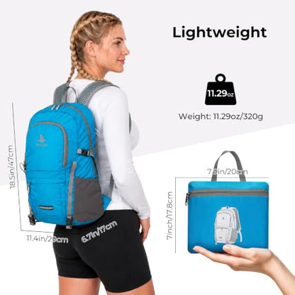 20L Small Hiking Backpack for Women Men,Lightweight Packable Travel Daypack - color: Blue