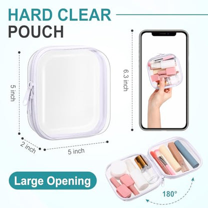 Ceenna 2 Pcs Clear Zipper Case Hard Shell Pouches,2 Small Square - size: 2 Small Square