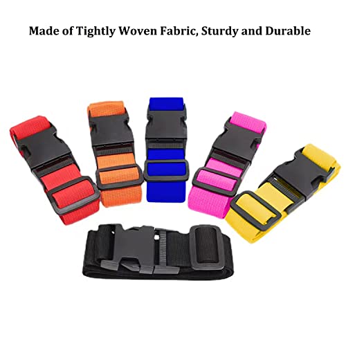2 Pack Suitcase Straps, Bright Color Adjustable Luggage Belts, TSA Approved (Black) - color: Black