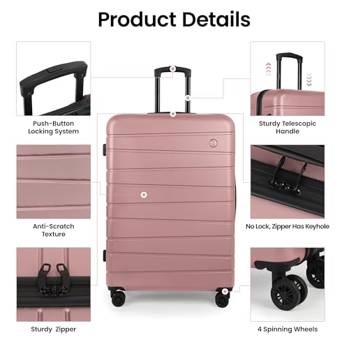 2-Piece Set(20/30in),Carry on Luggage w/Wheels,NO LOCK - color: Rose Gold, size: 2-Piece Set (20"/30'')