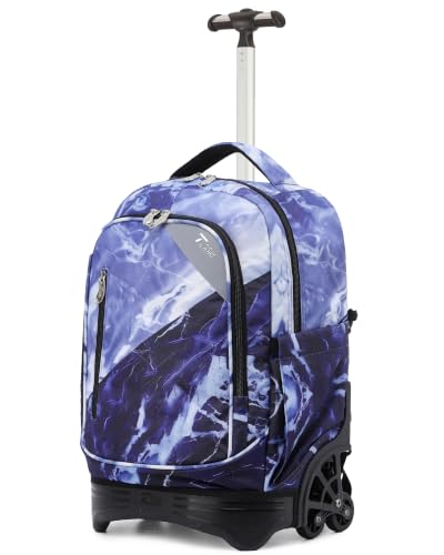 NEW TILAMI 18-Inch Rolling Backpack 6-Wheel for Kids School Travel - color: Purple Lightning