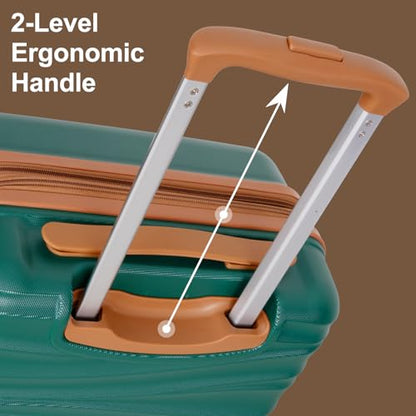 Romswi 26" Medium Checked Luggage, Checked-Medium Hardshell Suitcase with Double Spinner Wheels, Lightweight Large Hardshell Suitcase with TSA Lock,YKK Zipper, Scratch-Resistant Green - color: Emerald Green, size: 26 Inch