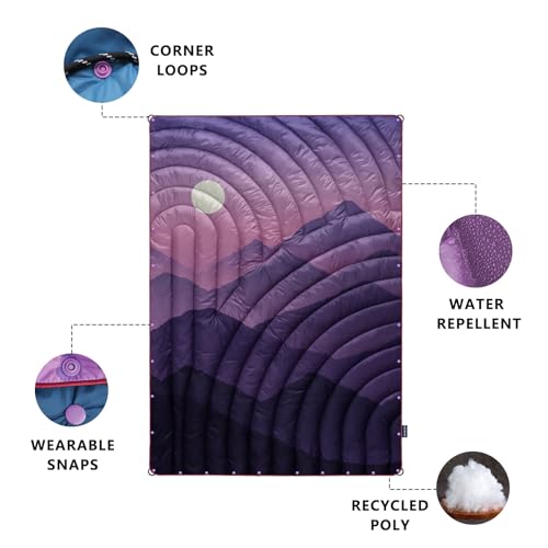 Puffy Camping Blanket Large Camp Blanket Outdoor Camping Quilt - color: Cas-purple, size: 52x75"