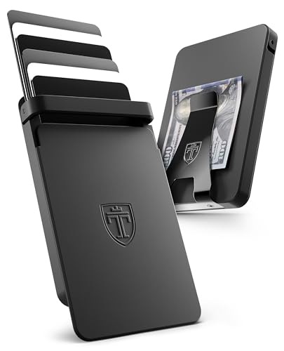 TRAVANDO SLYDE Aluminum Card Holder - RFID Blocking Wallet for Men with Money Clip – Holds Up to 9 Cards – RFID Protected Credit Card Mens Wallet - size: 8-9 Cards