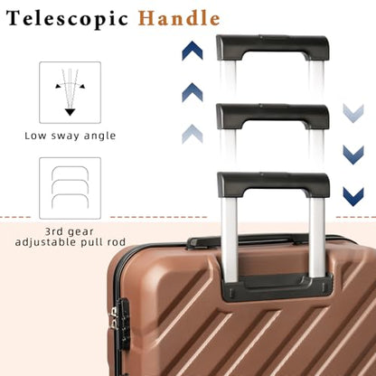 3 piece Carry on luggage 22x14x9 airline approved Brown - color: TeaBrown