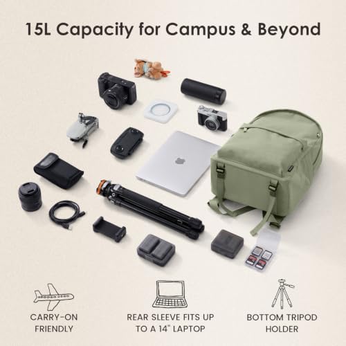 TARION Casual Camera Backpack 15L Urban Photography Bag, Once LT15, Green - color: Green