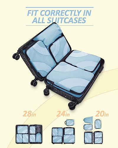 BAGSMART Compression Packing Cubes for Travel - color: Sky Blue, size: Set of 6