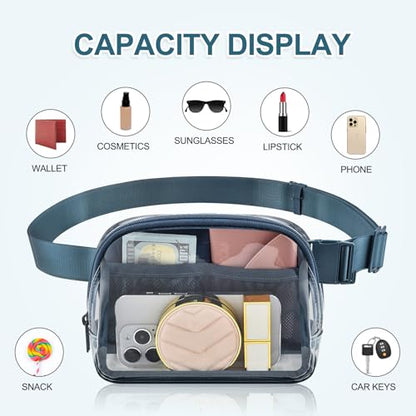 Clear Fanny Pack Stadium Approved Samll Waist Bag - color: Blue