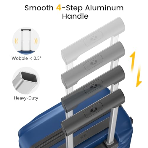 24 Inch Medium Checked Luggage, PC Hardshell Suitcase, Blue - color: 1-Blue, size: Checked-Medium 24-Inch