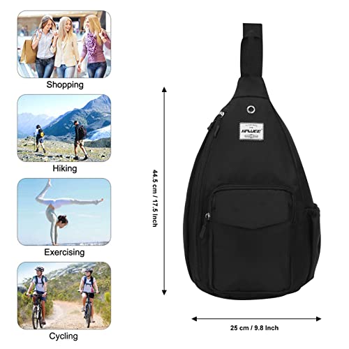 Backpack Sling for Women Anti-Water Crossbody Bag Inclined Adjustable Pack - color: Black