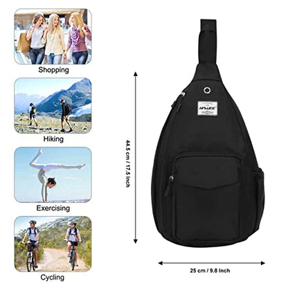 Backpack Sling for Women Anti-Water Crossbody Bag Inclined Adjustable Pack - color: Black
