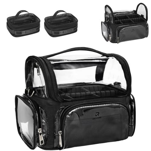 Professional Makeup Brush Bag With 2 Mini Pouches Makeup Brush Holder - color: clear with 2 small bags, size: S