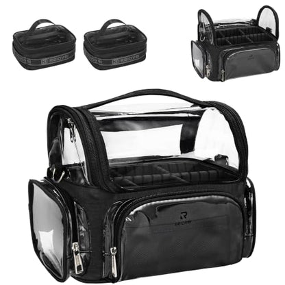 Professional Makeup Brush Bag With 2 Mini Pouches Makeup Brush Holder - color: clear with 2 small bags, size: S