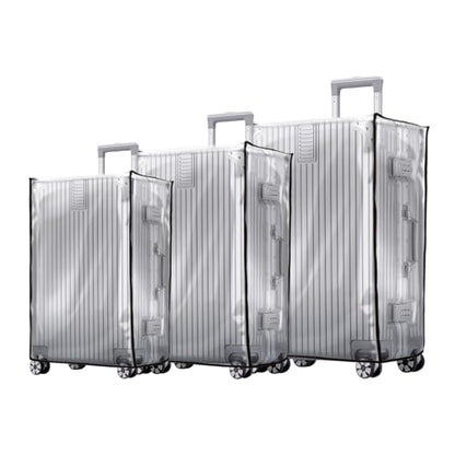 3 Pieces Clear PVC Suitcase Covers for Luggage, Waterproof Anti-scratch Luggage Cover Protector with Hook and Loop, Full Thicken Transparent Suitcase Protector for Traveling Fits 20" 24" 28" (3 PCS)