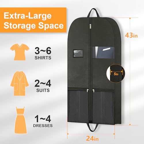 Travel Garment Suit Bag 43" for Hanging Clothes Storage for Men Suits Shirt - size: 43" 1PK