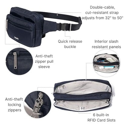 Baggallini Securtex Anti-Theft Belt Bag - color: French Navy